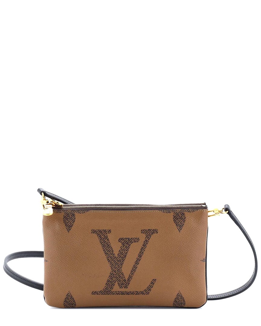 Pre-owned Louis Vuitton Double Zip Pochette Reverse Monogram Giant (authentic Pre-loved)