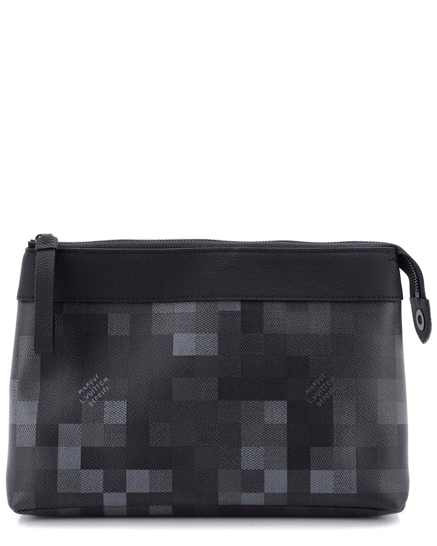 Pre-owned Louis Vuitton Pochette Voyage Souple Damoflage Coated Canvas (authentic Pre-loved)