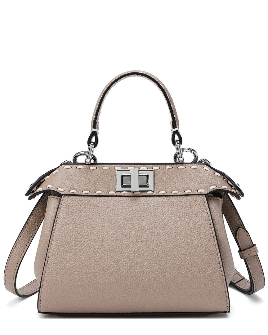 Tiffany & Fred Leather Satchel Shoulder Bag In Grey