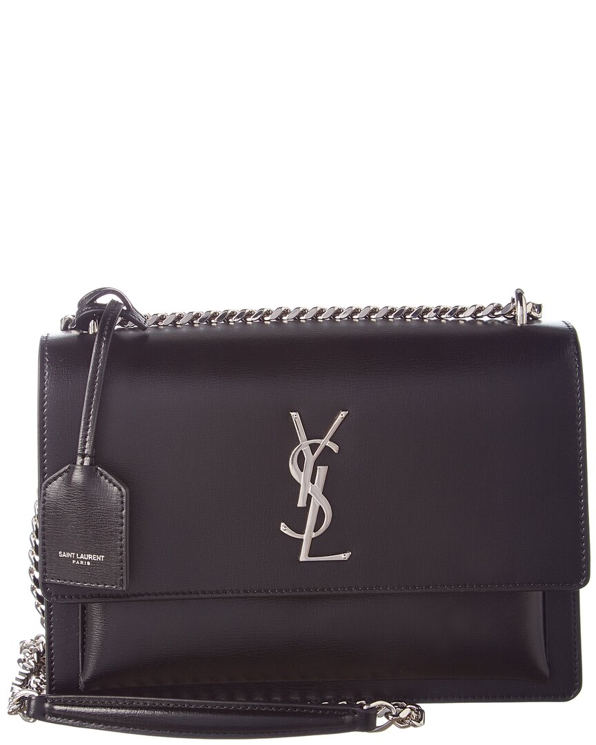 Saint Laurent Sunset Medium Leather Shoulder Bag In Black