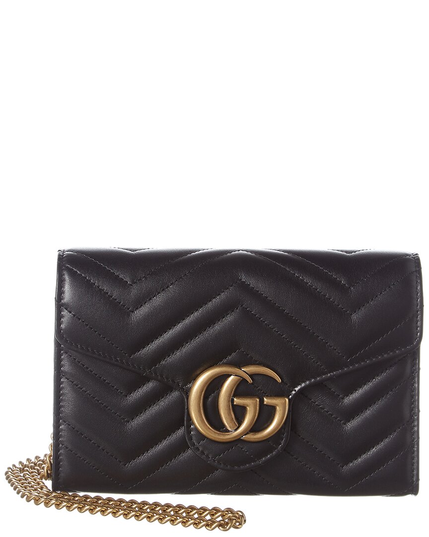 GUCCI GUCCI GG MARMONT MATELASSE LEATHER WALLET ON CHAIN