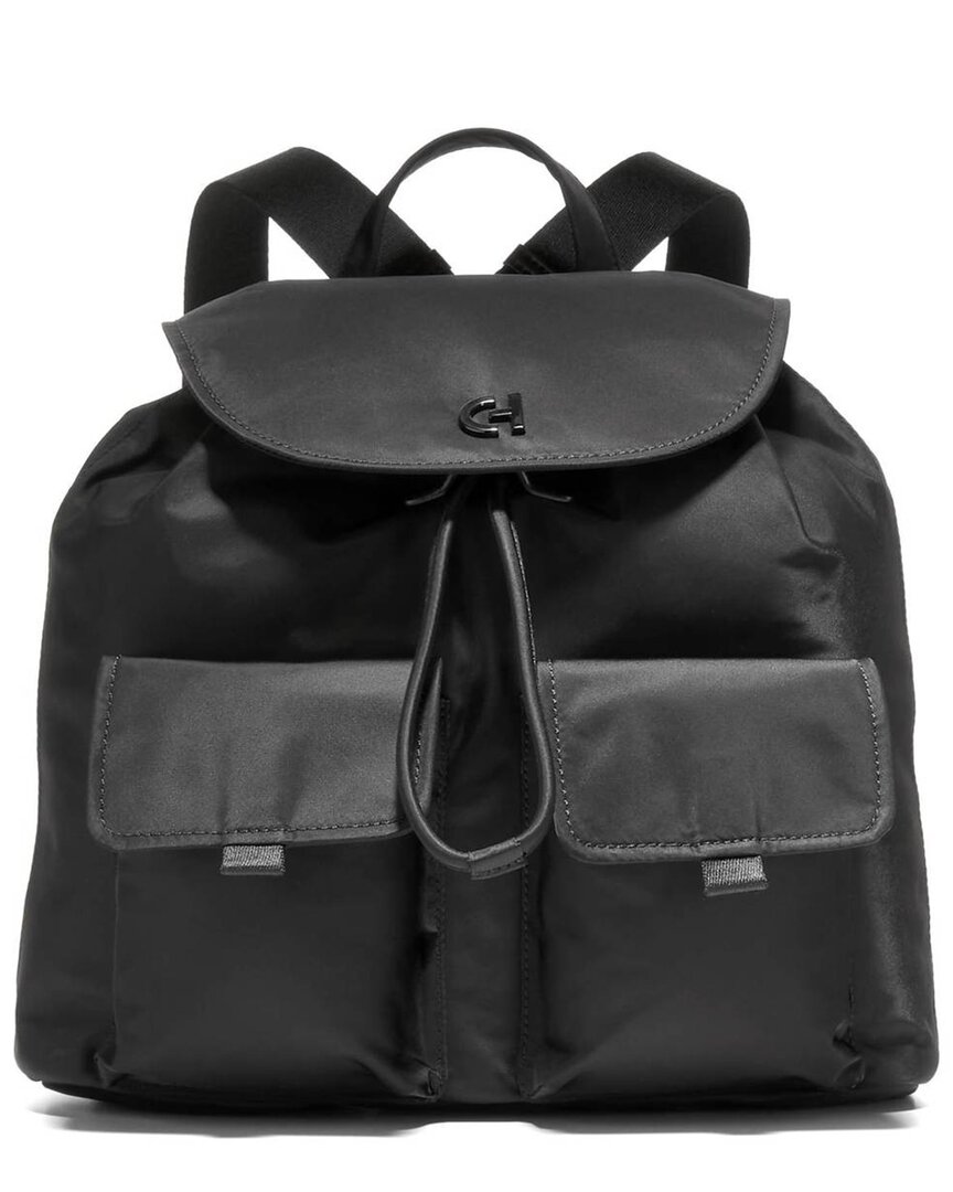 Cole Haan Nylon Flap Backpack In Black