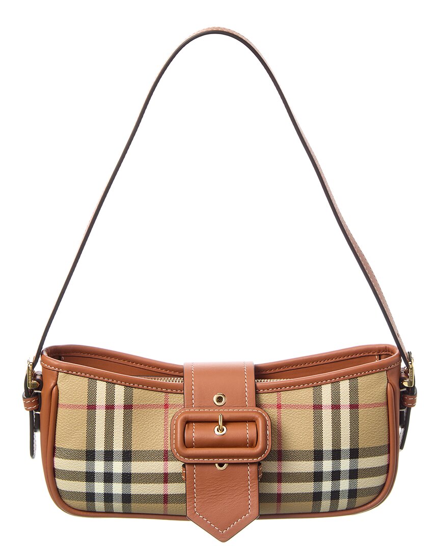 Burberry Vintage Check E-Canvas & Leather Shoulder Bag Women's