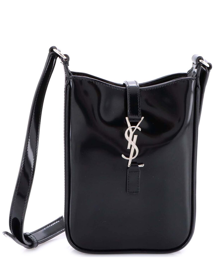 Saint Laurent Black Patent Leather Le 5 A 7 Vertical Shoulder Bag Mini (authentic Pre-loved)