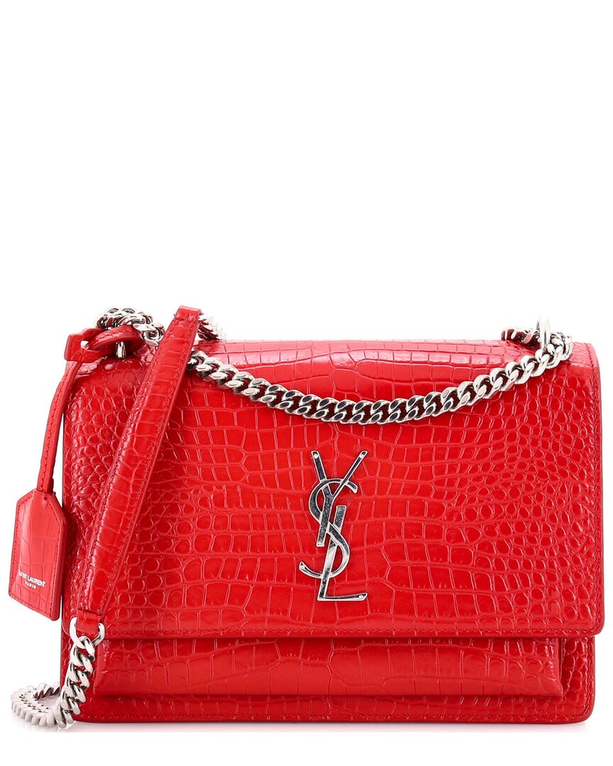 Saint Laurent Red Croc-embossed Leather Sunset Crossbody Medium (authentic  Pre-loved)