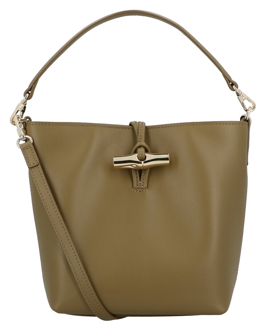 Longchamp Le Roseau Leather Bucket Bag In Black
