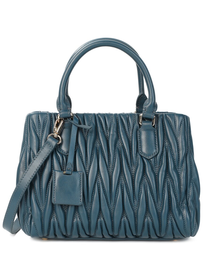Tiffany & Fred Paris Quilted Lambskin Leather Satchel In Blue