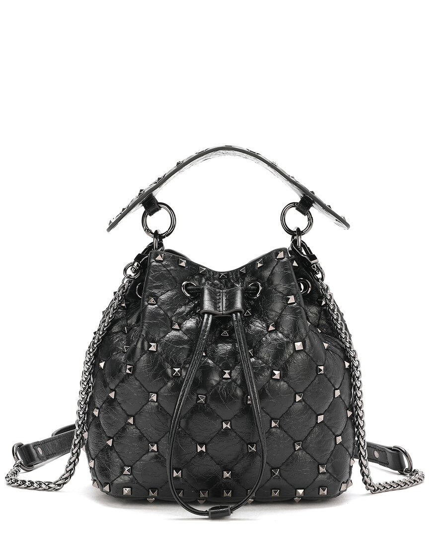Tiffany & Fred Paris Quilted & Studded Leather Drawstring Bag
