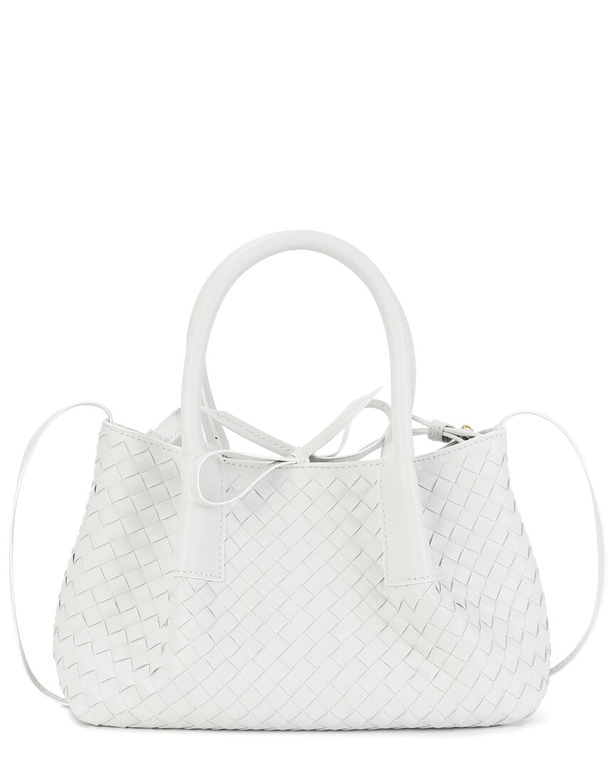 Tiffany & Fred Paris Hand-woven Leather Tote In White