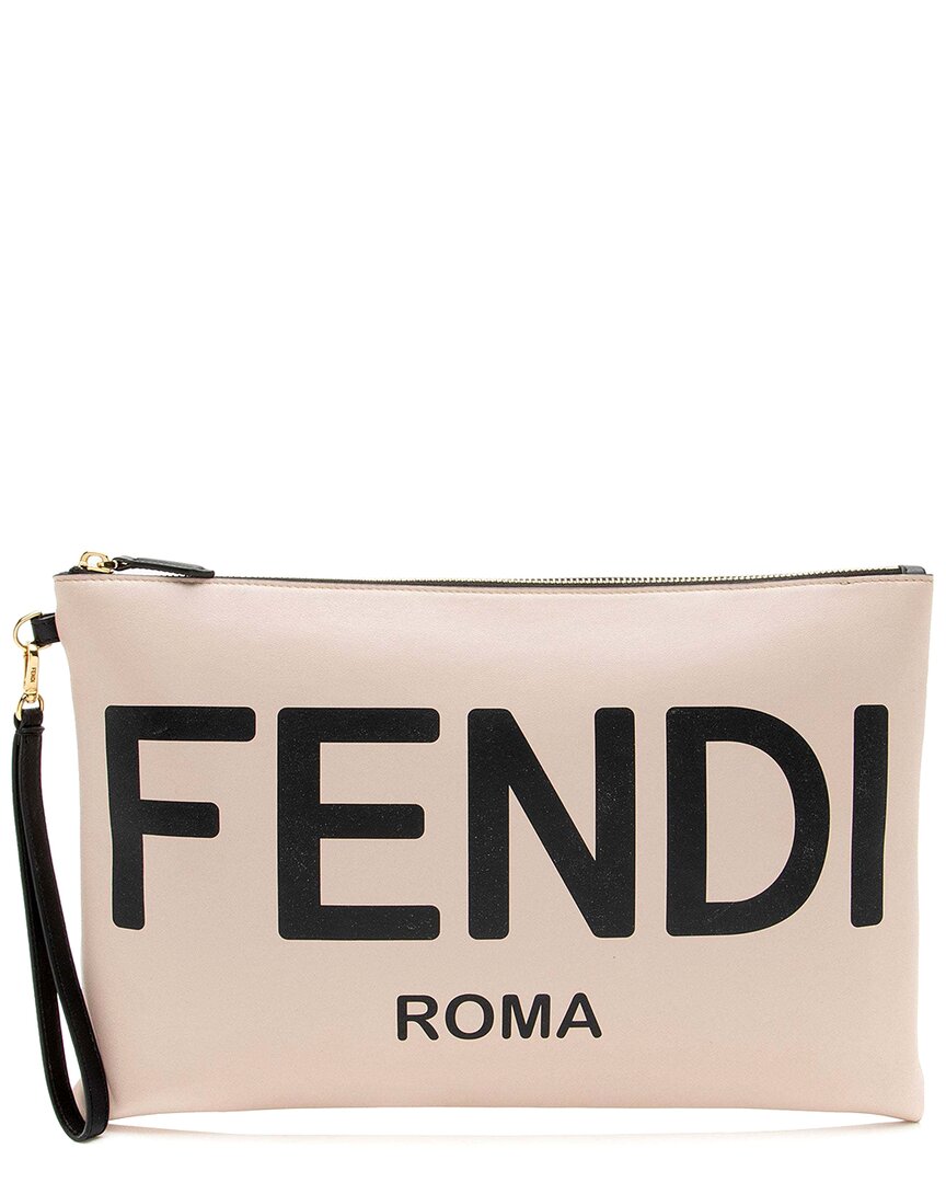 Fendi Black Leather Logo Pouch (authentic Pre-loved)