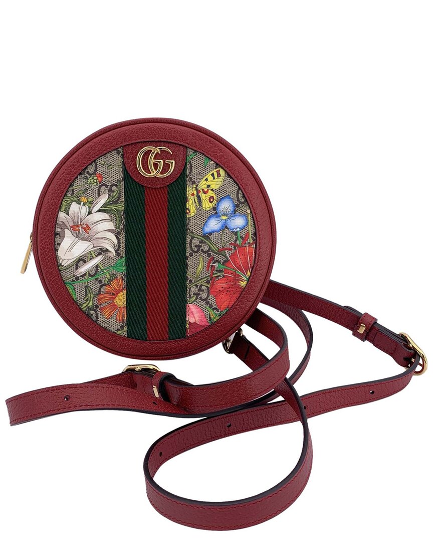 Gucci Red Cotton Ophidia Round Backpack (authentic Pre-loved) In Red