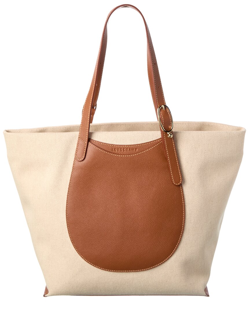 Longchamp Epure Canvas & Leather Tote In Brown