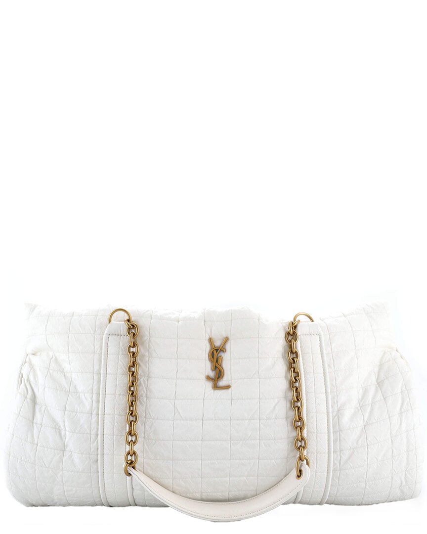Saint Laurent White Quilted Nylon Gloria Duffel Bag (authentic Pre-loved)