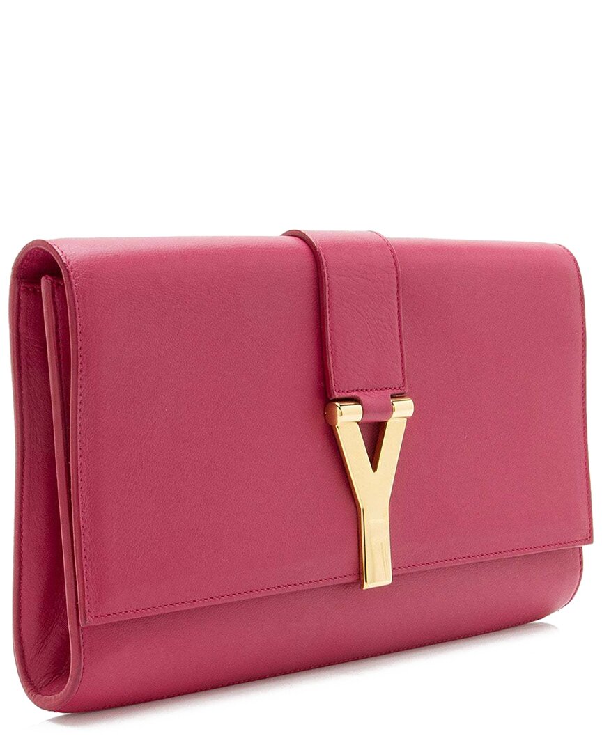Saint Laurent Pink Leather Classic Y Clutch (authentic Pre-loved)