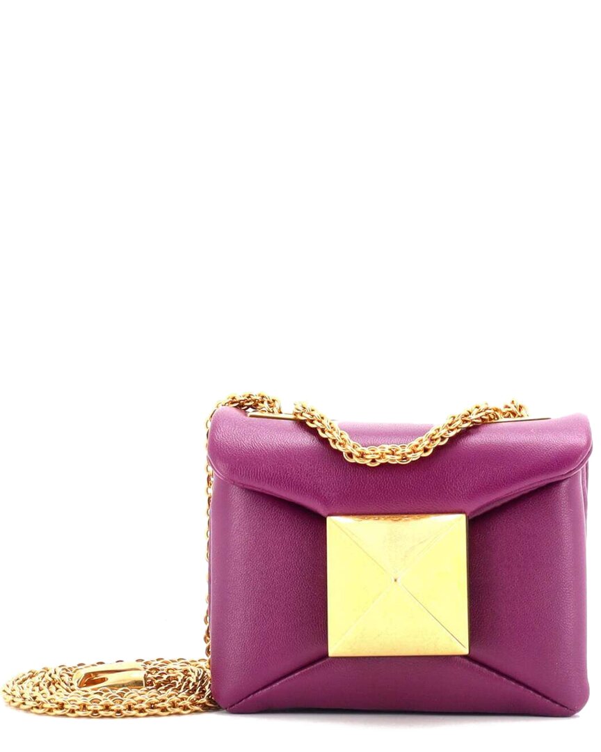 Valentino Garavani Valentino Purple Sheep Leather One Stud Chain Flap Bag Micro (authentic Pre-  Loved)