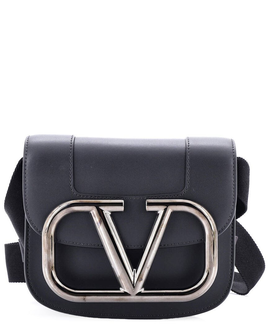 Valentino Garavani Valentino Black Sheep Leather Supervee Convertible Satchel Small (authentic  Pre-loved) In Blue