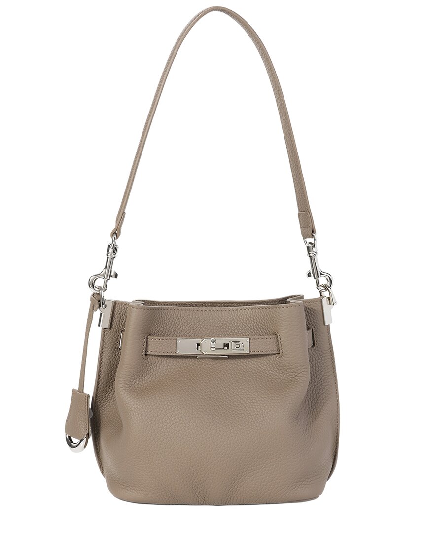 Tiffany & Fred Paris Pebbled Mini Leather Bucket Bag In Tan