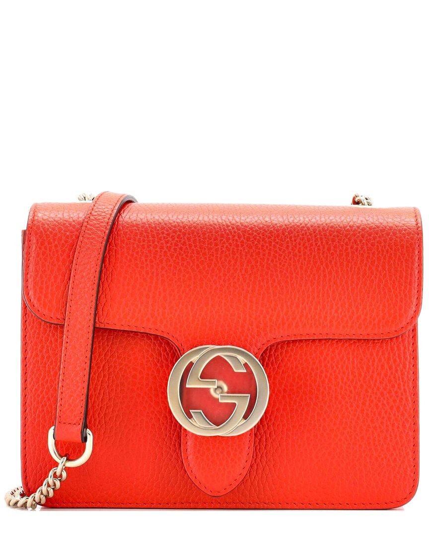 Gucci Orange Sheep Leather Interlocking Shoulder Bag Small (authentic Pre-  Loved) In Orange