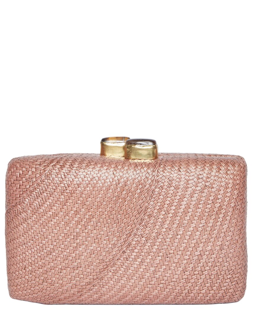 Kayu Uxmal Straw Clutch In Pink