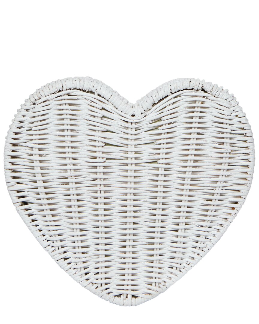 Kayu Sisal Heart Wicker Straw Clutch In Silver