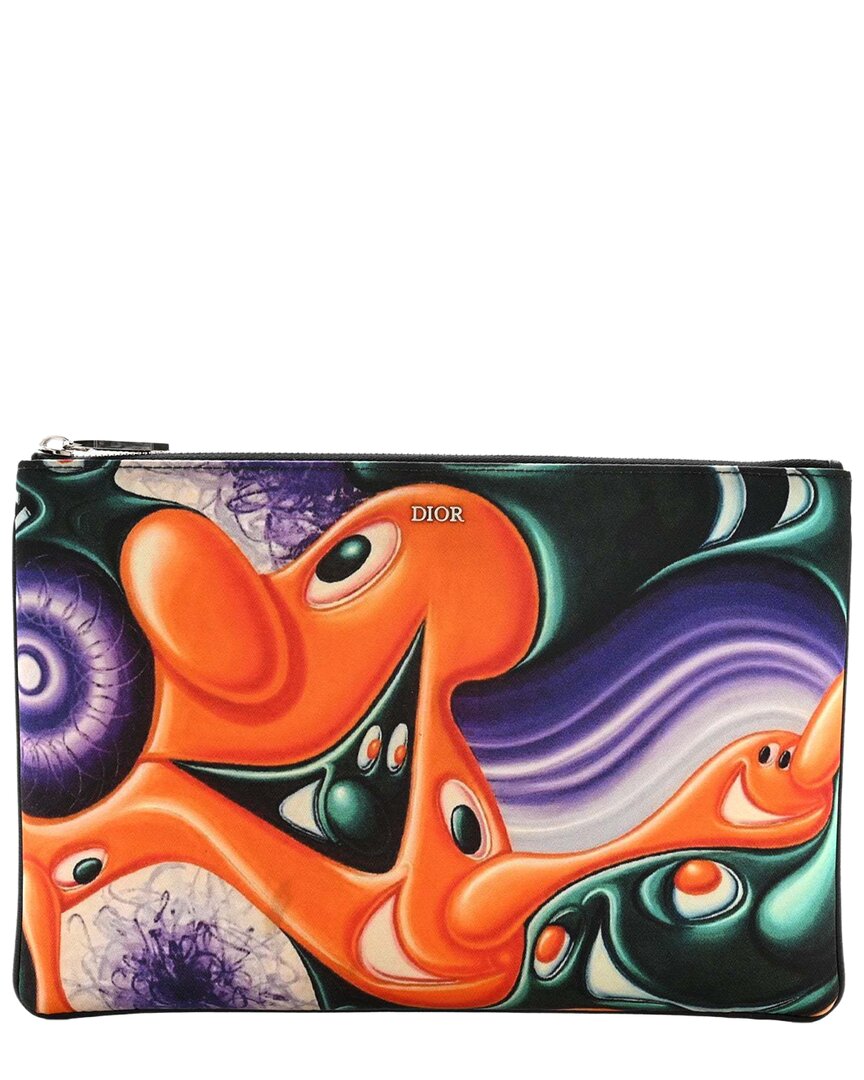 Dior Multicolor Nylon X Kenny Scharf Zip Invitation Pouch (authentic Pre-loved)