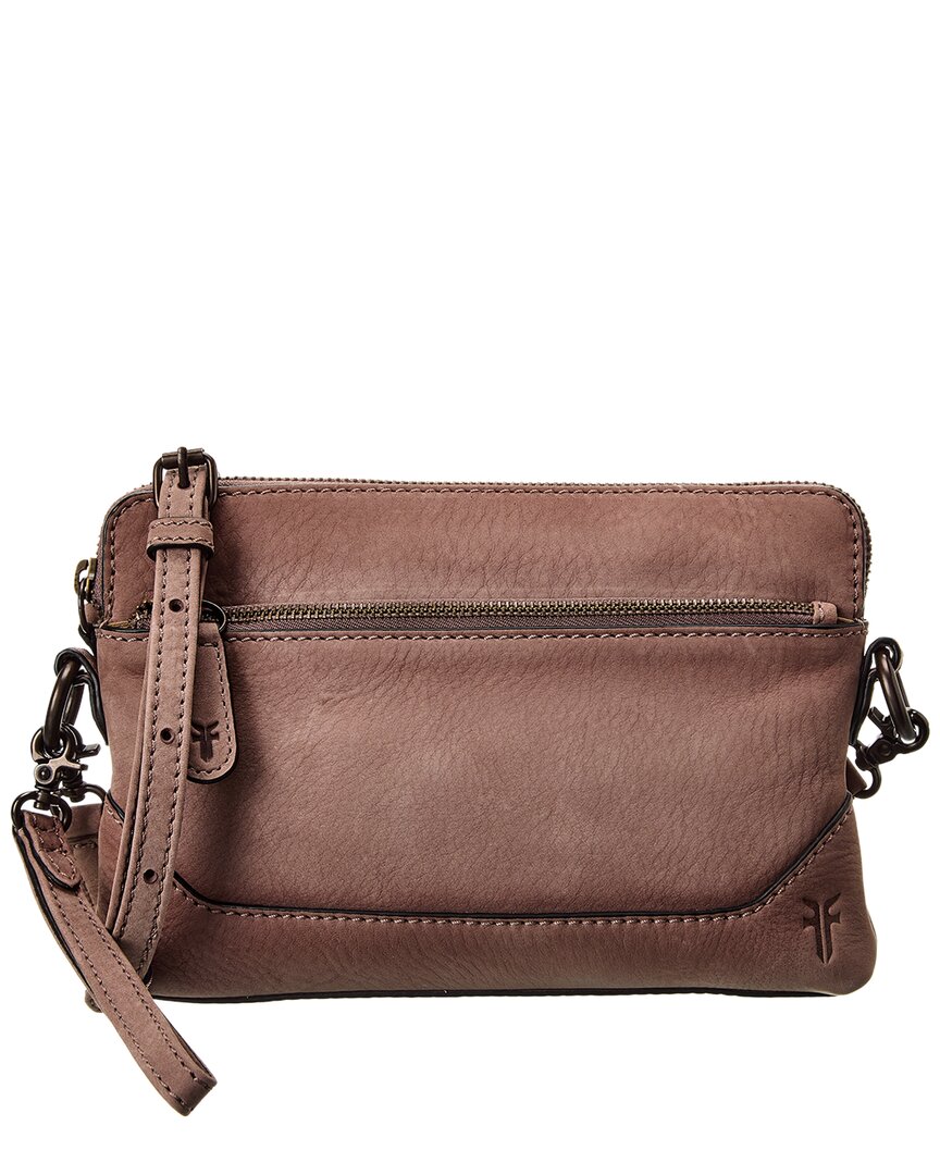 Frye Melissa Leather Crossbody Wristlet In Grey