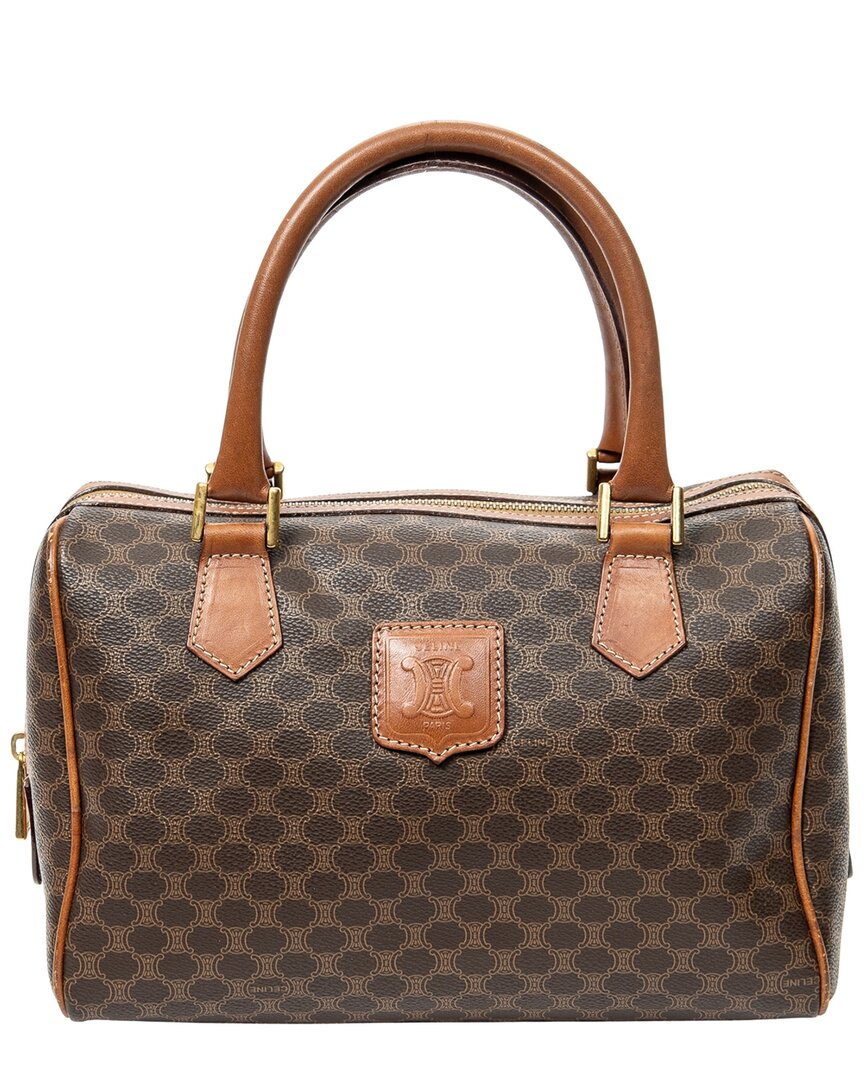 Celine Brown Macadam Coated Canvas Mini Boston Bag (authentic Pre-loved)