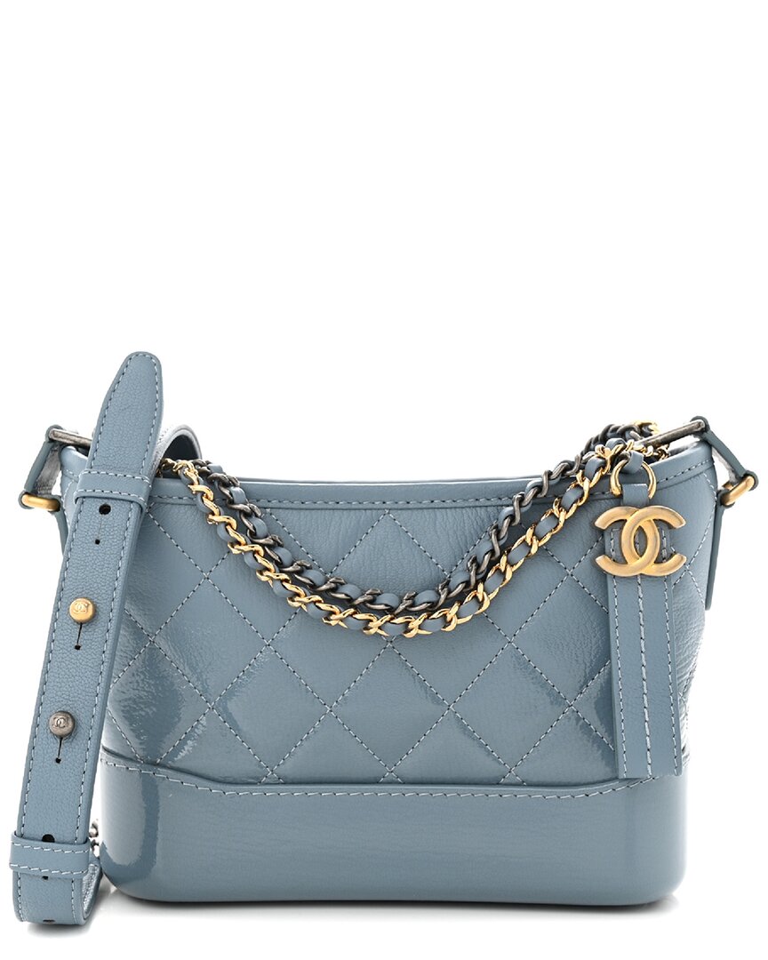 Chanel Blue Leather Quilted Small Gabrielle Hobo Bag (Authentic Pre-Owned)