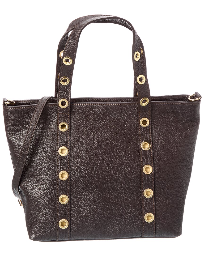 Isabella Rossetti Stella27 Leather Studded Tote In Brown