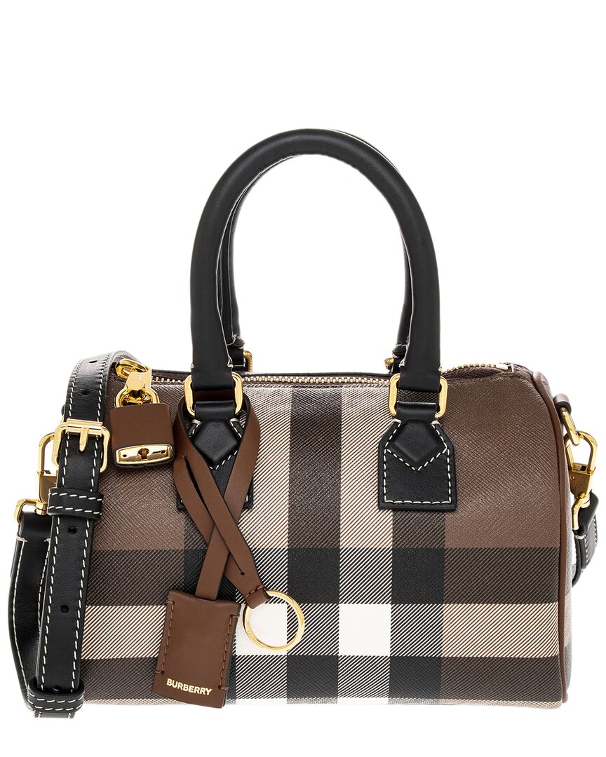 BURBERRY MINI CHECK CANVAS & LEATHER BOWLING BAG