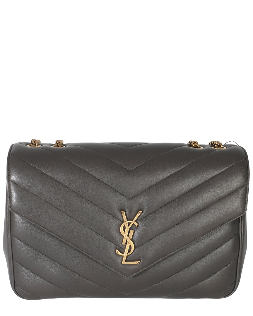 Saint Laurent Grey Leather Large Urban Chic Loulou (authentic Pre-loved)