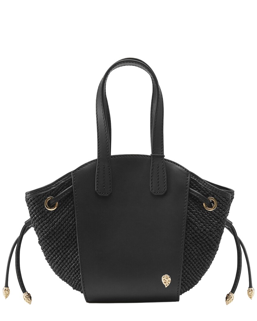 Helen Kaminski Piaf Raffia & Leather Tote In Black