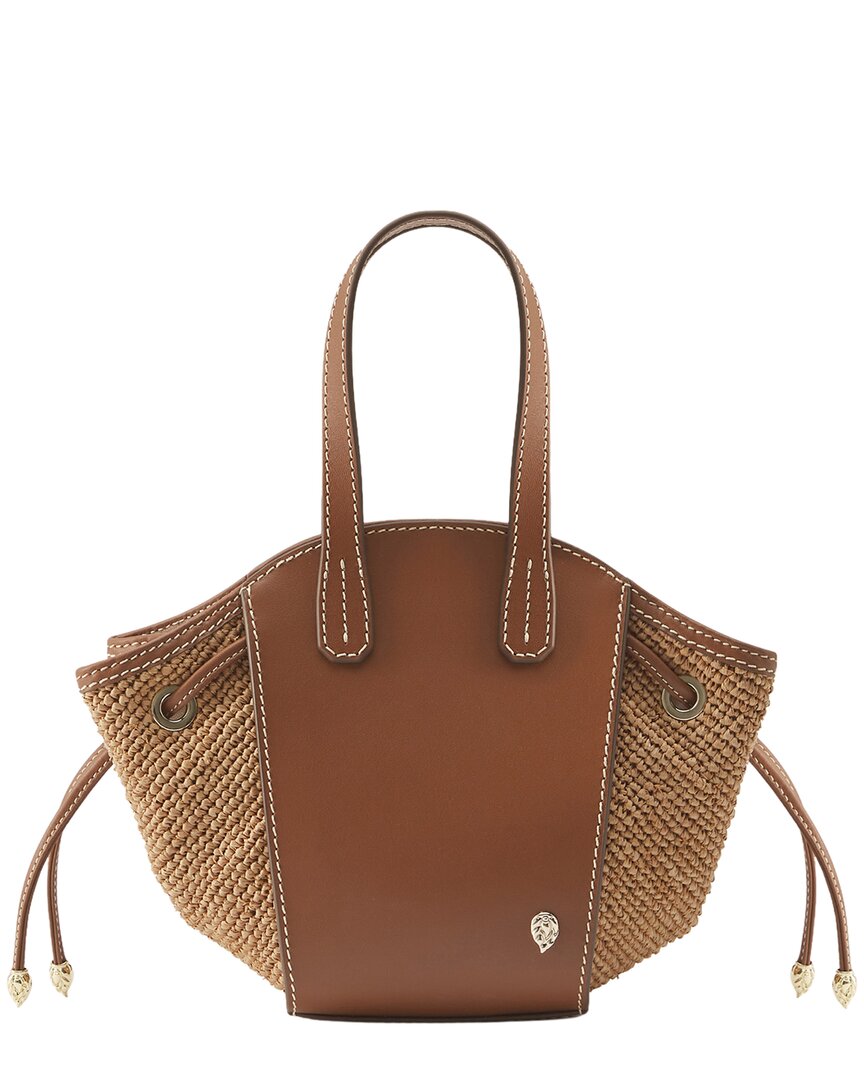 Helen Kaminski Piaf Raffia & Leather Tote In Brown