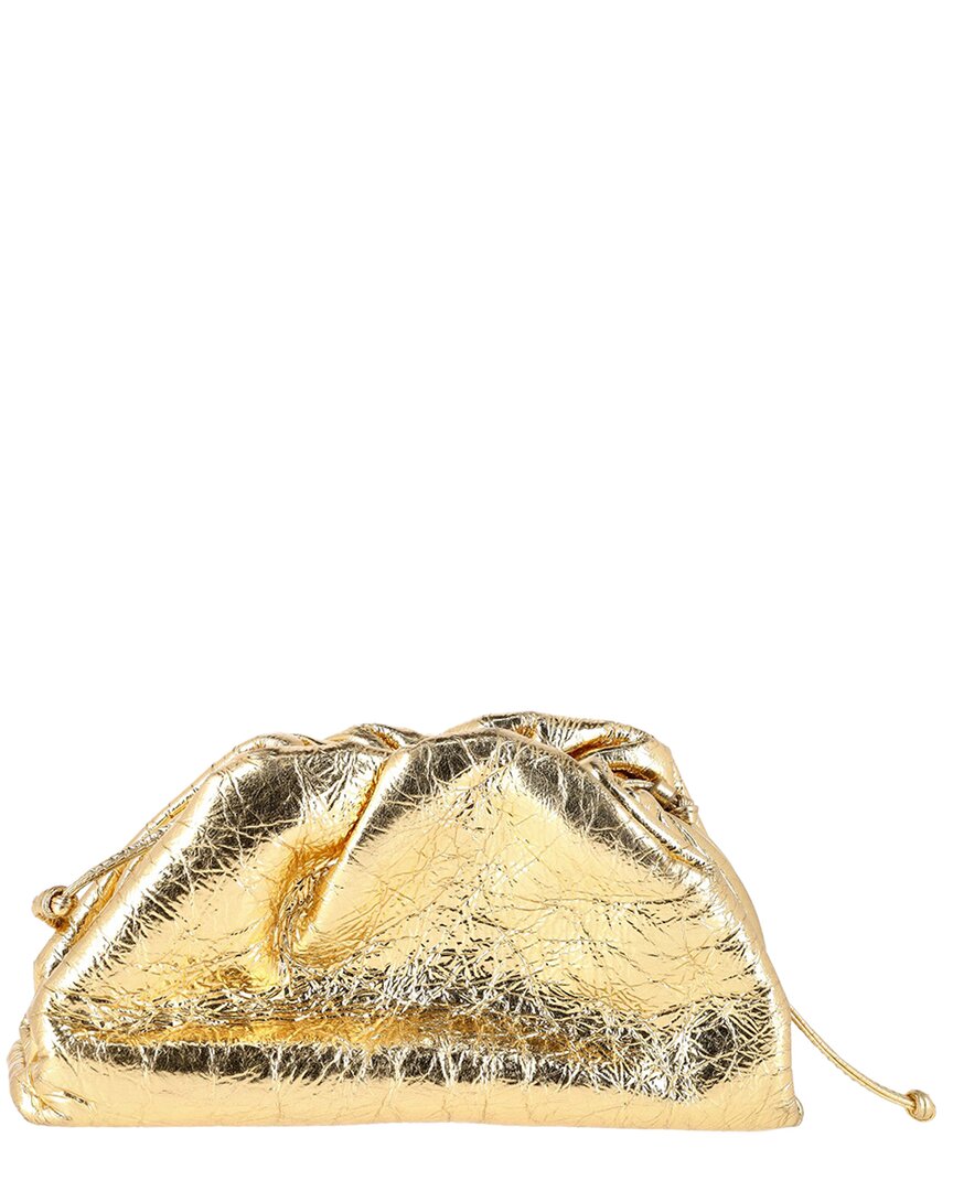 Bottega Veneta Gold Leather Wrinkled Mini Pouch Clutch (authentic Pre-loved)