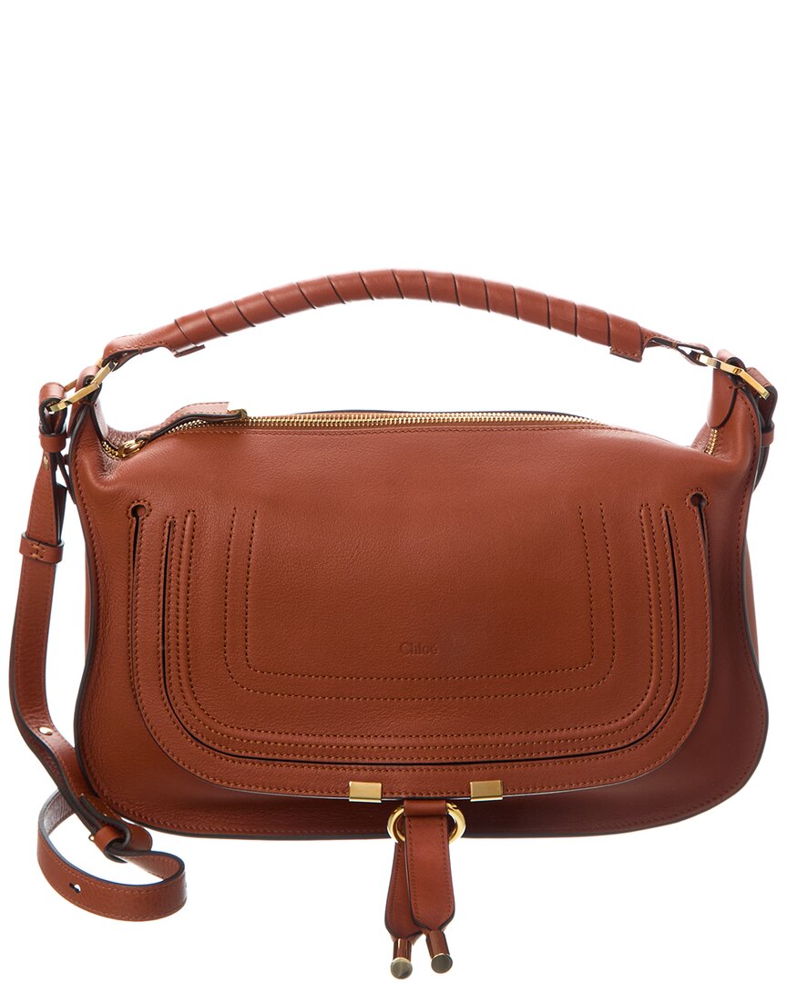 Chloé Brown/Gold Marcie Small Leather Shoulder Bag