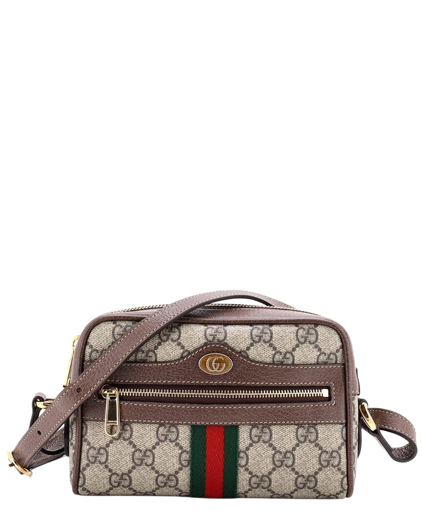 Gucci Brown Gg Coated Canvas Ophidia Shoulder Bag Mini (authentic Pre-loved)