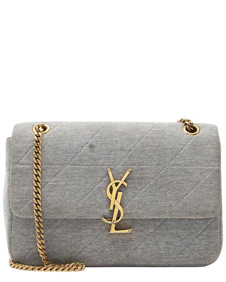 Saint Laurent Grey Quilted Jersey Monogram Jamie Medium Shoulder Bag  (authentic Pre-loved)
