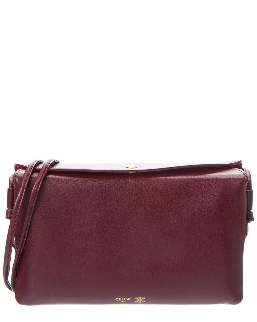 Celine Trio Flap Leather Shoulder Bag In Red