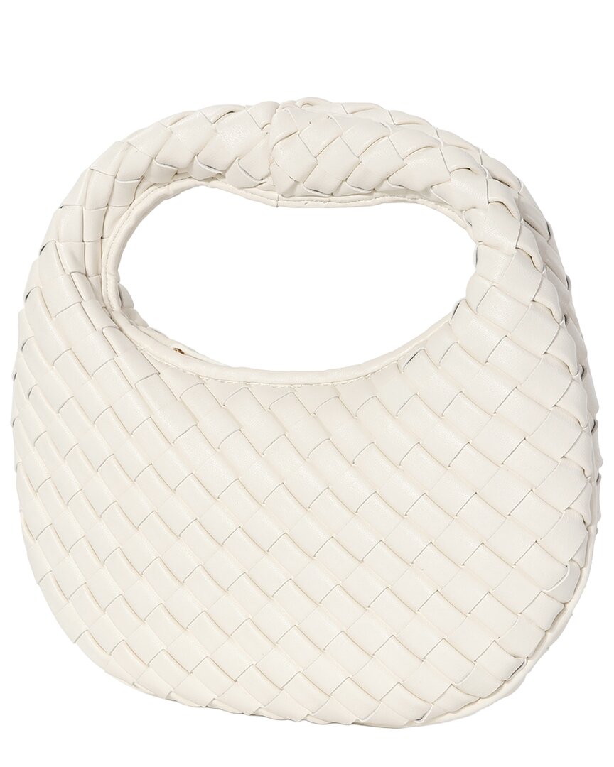 Tiffany & Fred Paris Hand-woven Leather Mini Hobo Bag In White