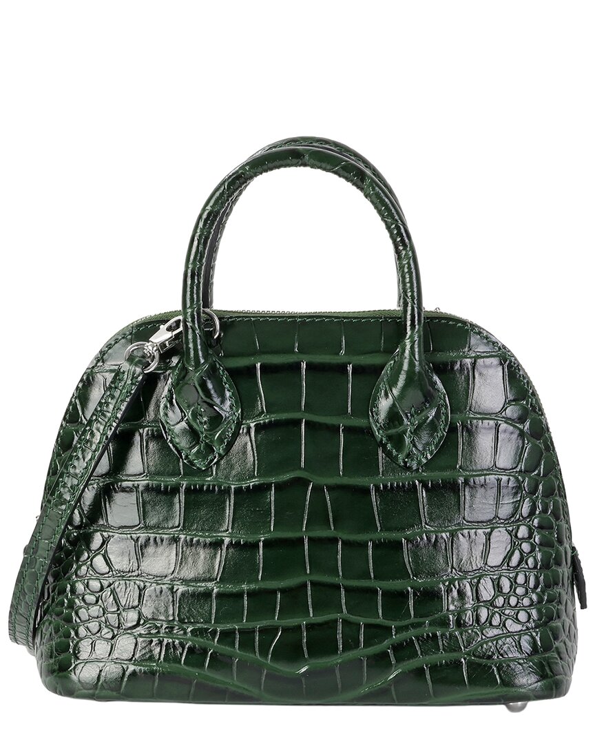 Tiffany & Fred Paris Mini Croc-embossed Leather Satchel In Green