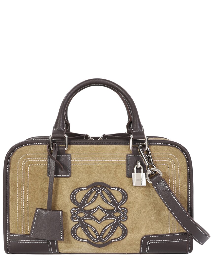 Tiffany & Fred Paris Suede & Leather Top Handle Satchel In Brown