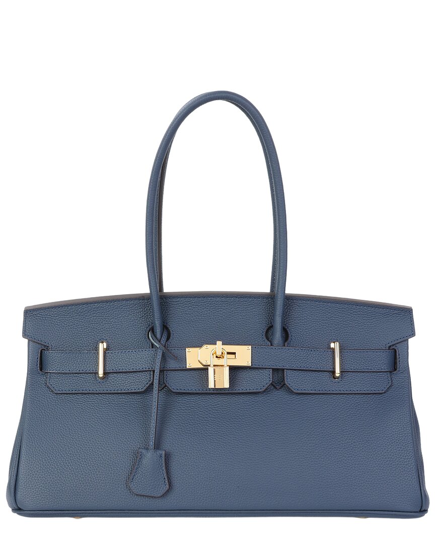 Tiffany & Fred Paris Structured Leather Top Handle Satchel In Blue