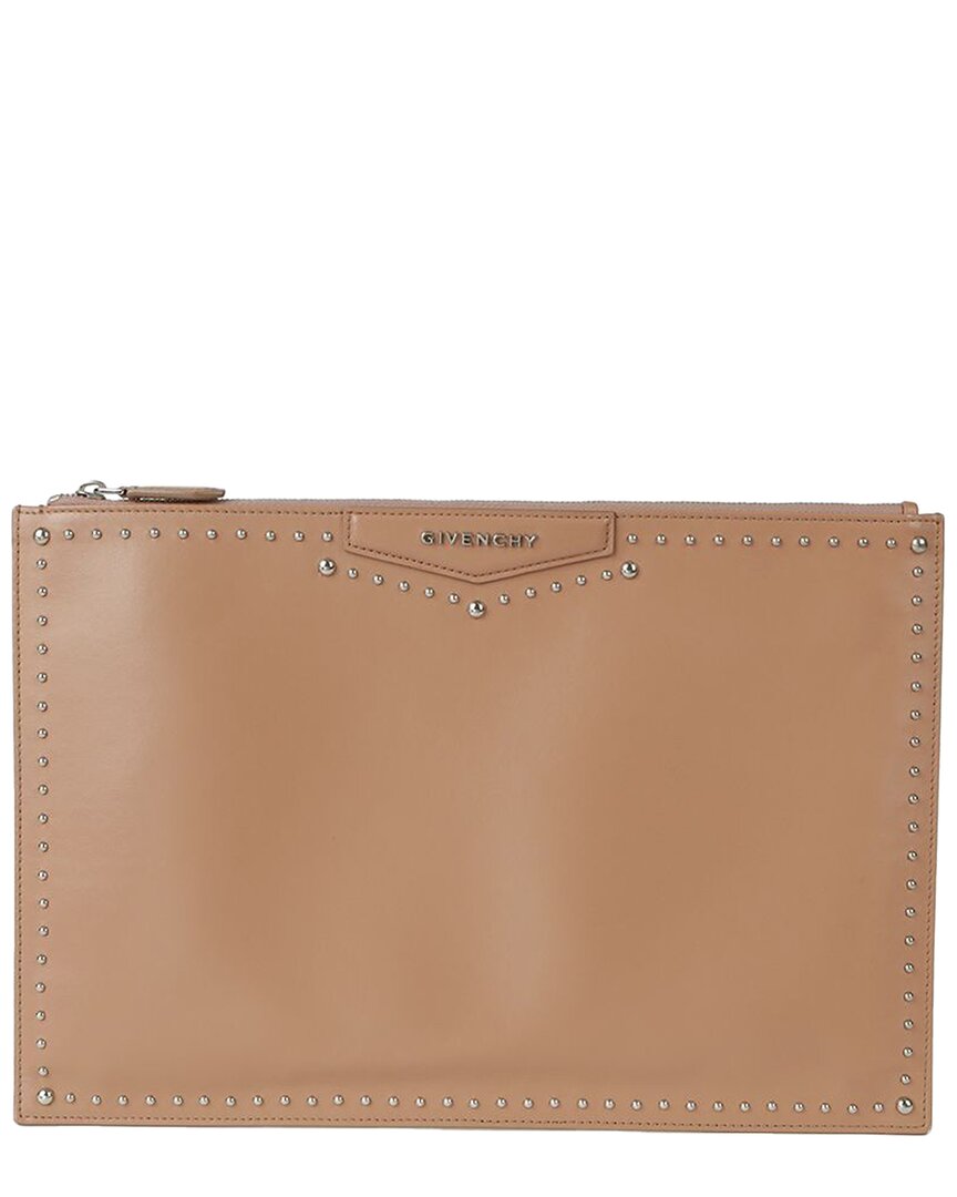 Givenchy Antigona Large Stud Clutch Bag (authentic Pre-loved) In Brown