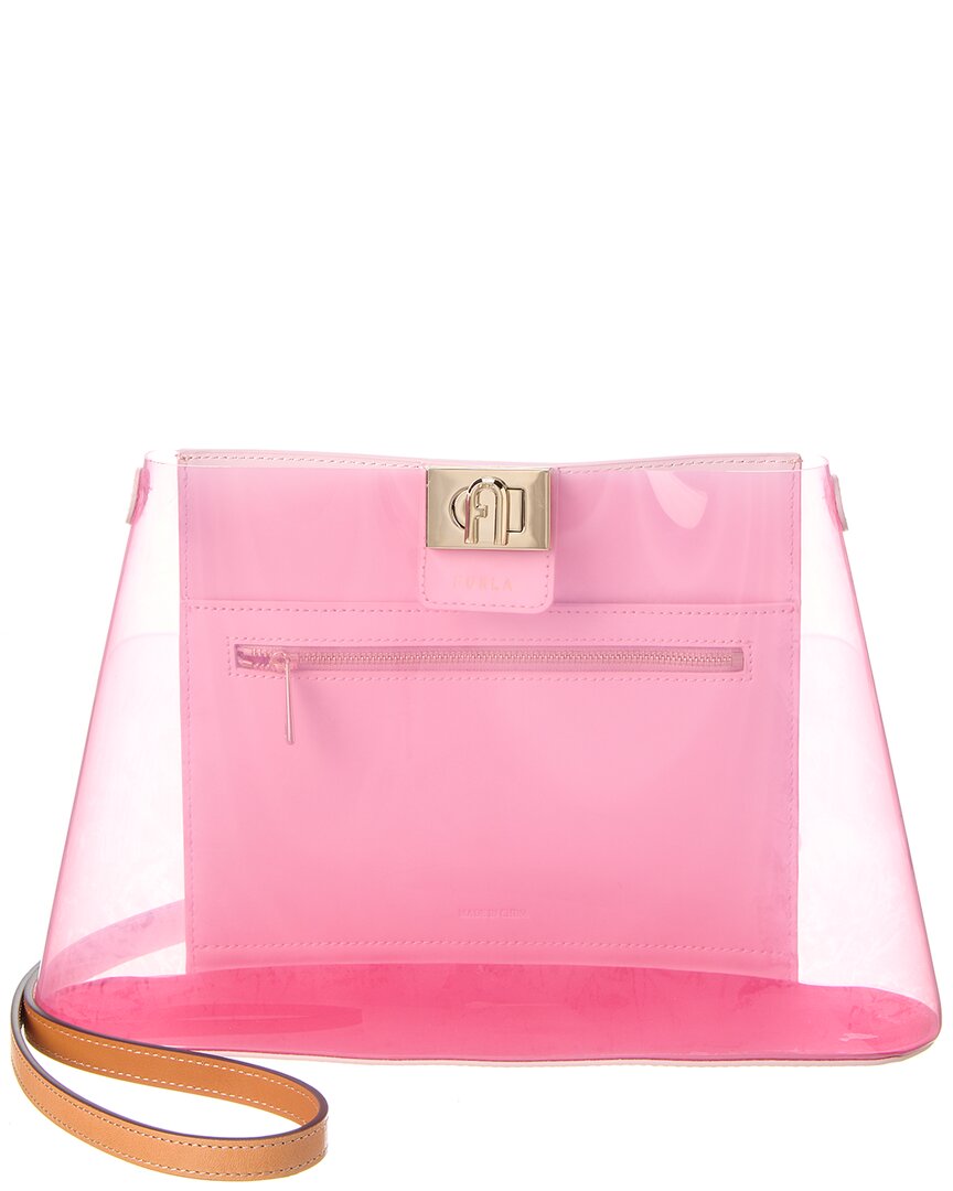 Furla Fleur Medium Leather-trim Shoulder Bag In Pink