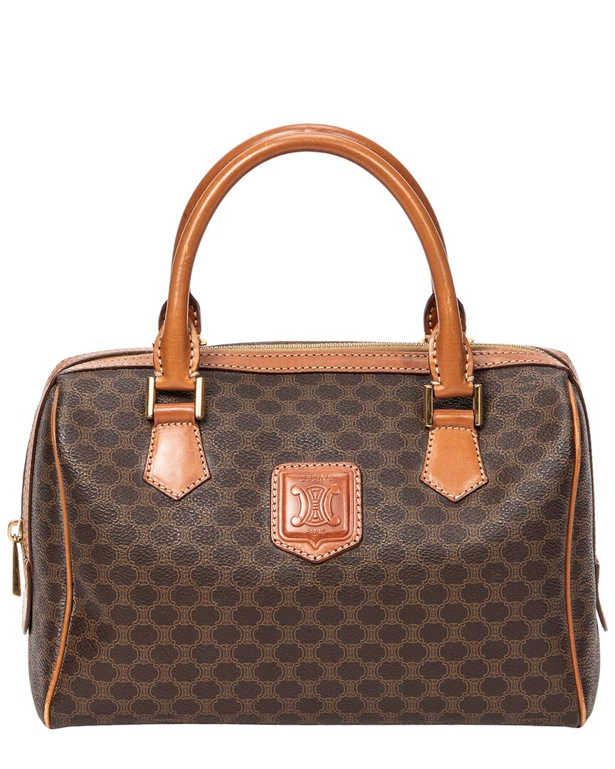 Celine Brown Macadam Coated Canvas Mini Boston (authentic Pre-loved)