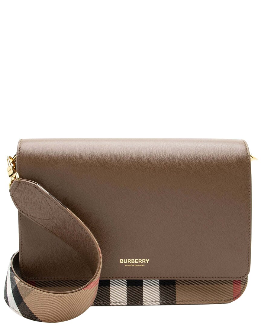 Burberry Beige Leather House Check Mackford Crossbody (authentic Pre-loved)