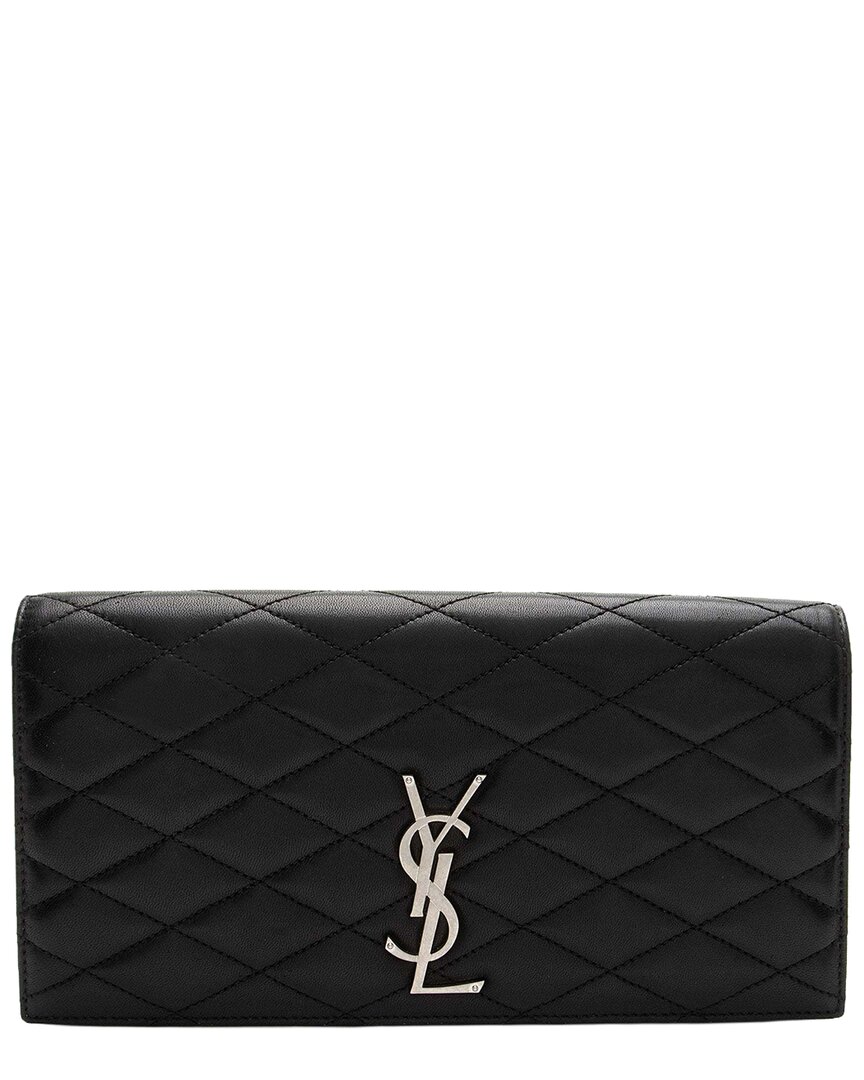 Saint Laurent Black Quilted Lambskin Monogram Kate Clutch