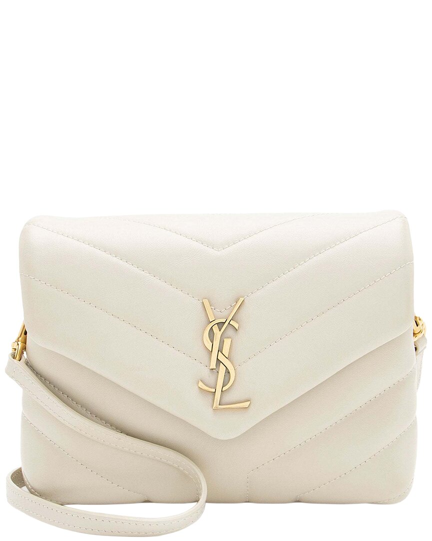 Saint Laurent White Calfskin Monogram Loulou Toy Crossbody