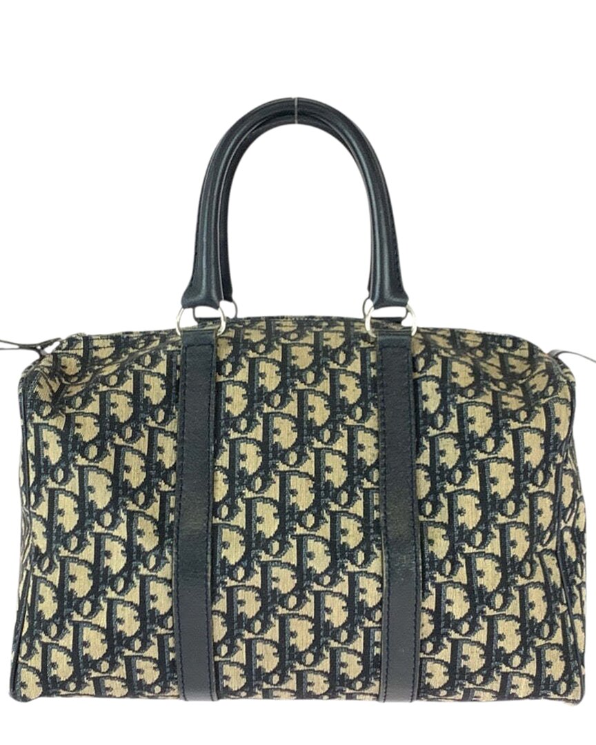 Dior Beige Canvas Trotter Handbag (authentic Pre-loved) In Black
