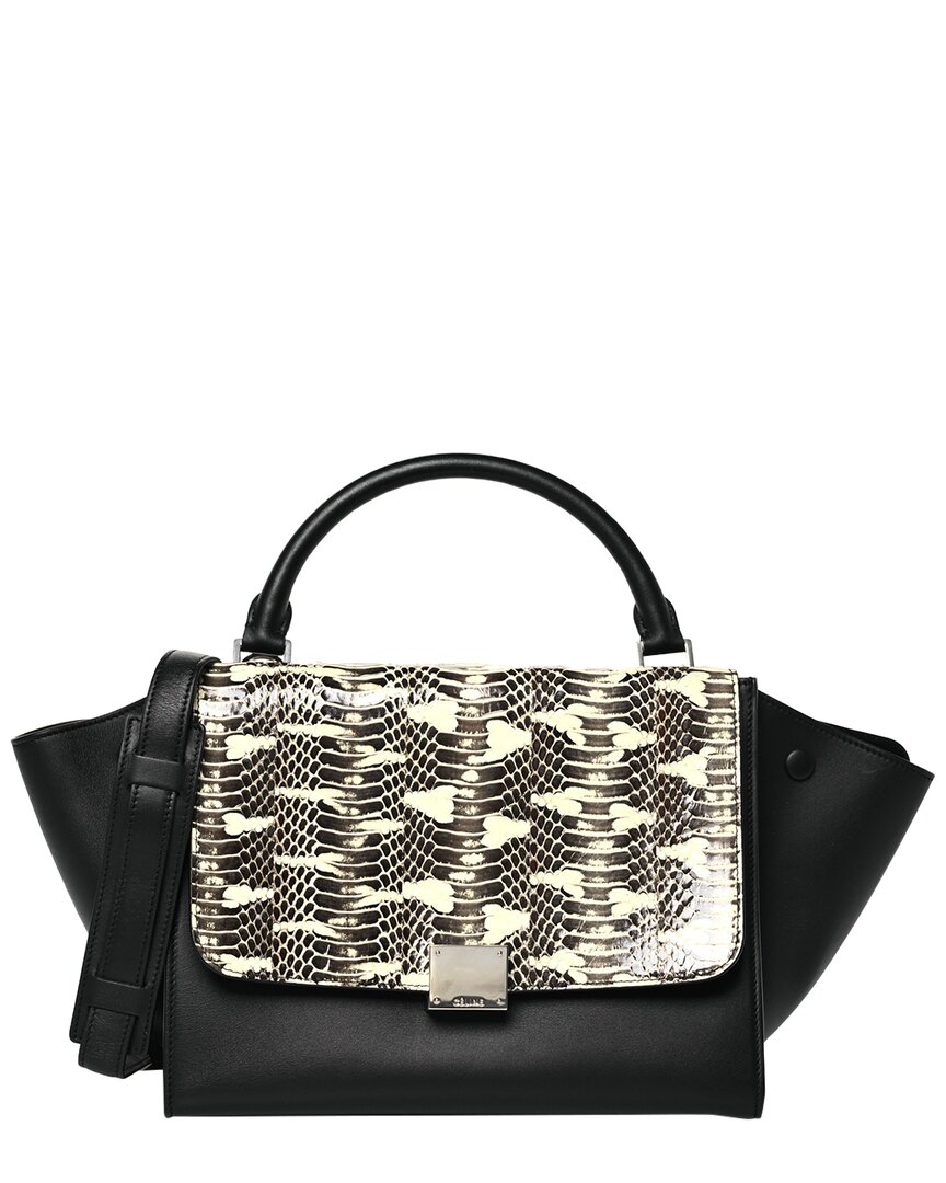 Celine Black White Snakeskin Medium Trapeze (authentic Pre-loved) In Black